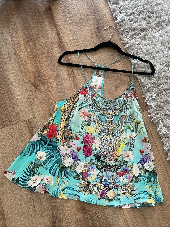 Camilla Tops - Camilla  Beaded Mint Green Spaghetti Strap Women's Top